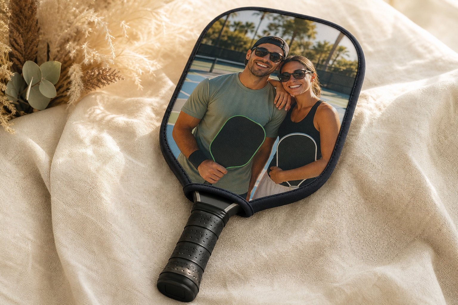 Printed photo cover on a paddle